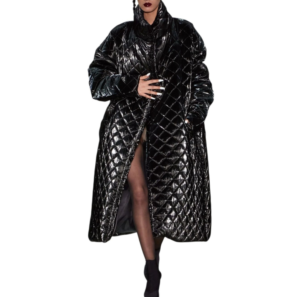 Laquan Smith Women's Quilted Puffer Coat Black Medium Excellent Condition $1500